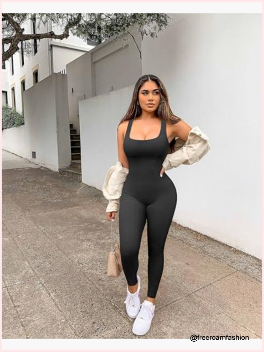 Seamless Ribbed Yoga Bodysuit Jumpsuit Romper One Piece Tank Top Leggings - Picture 2 of 6